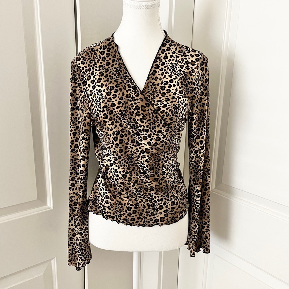 Vintage Susan Lawrence Leopard Print Wraparound Tie Blouse – Large